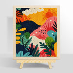 Playful jungle sunset scene punch needle kit for beginners