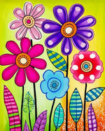 Playful multicolor flowers cross stitch kit for beginners