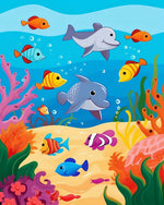 Playful ocean creature party cross stitch kit for beginners