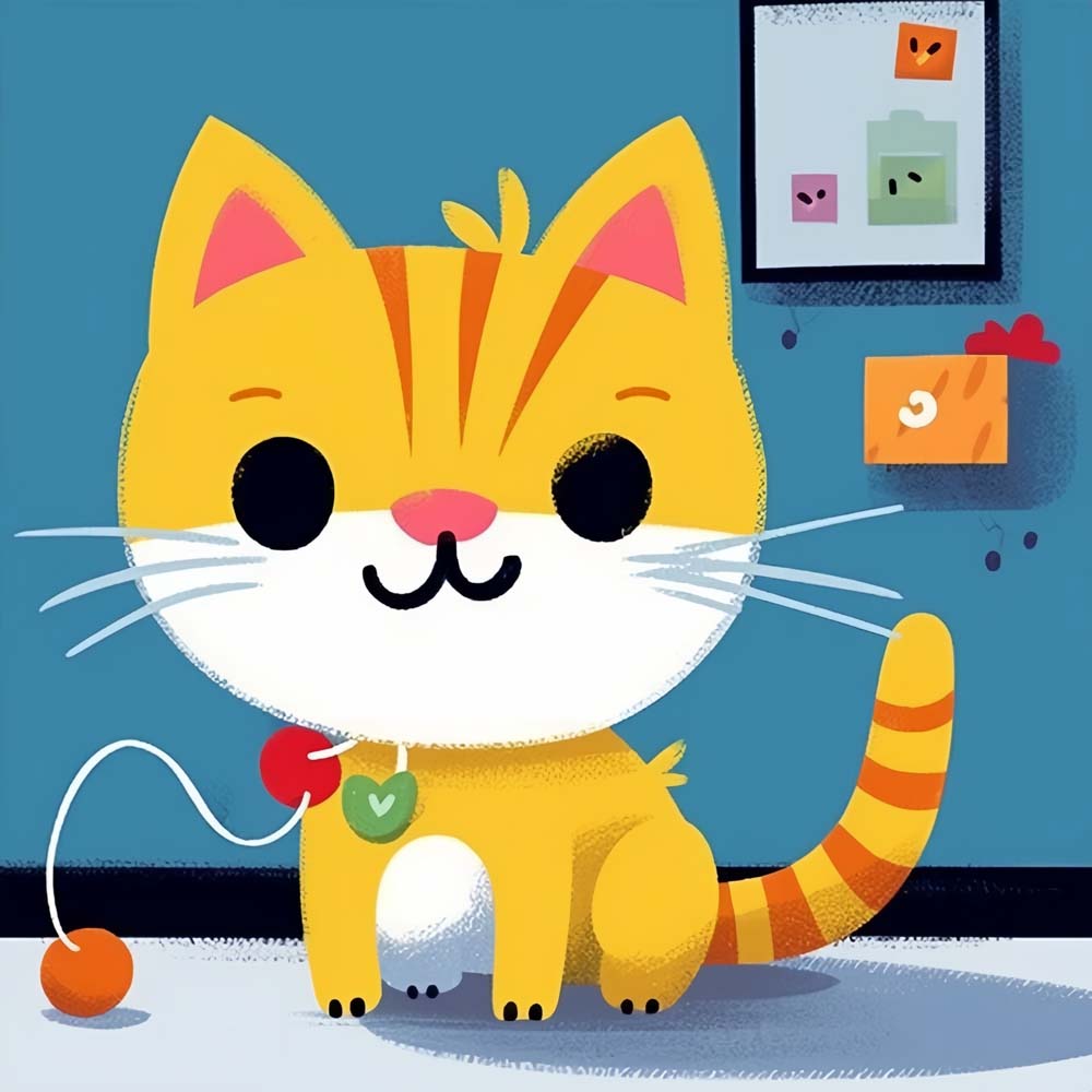 Playful orange kitten cross stitch kit for beginners