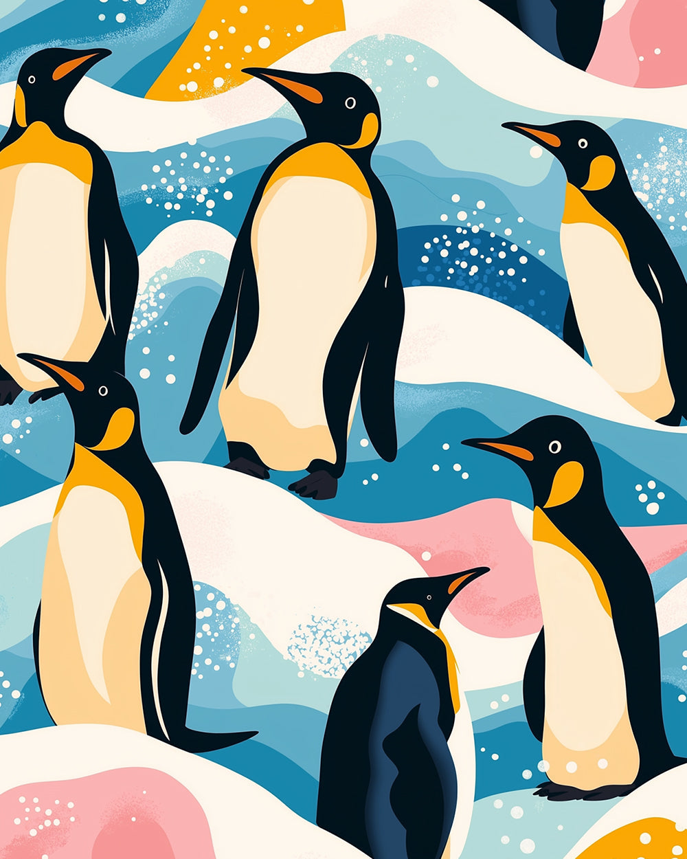 Playful penguin pattern cross stitch kit for beginners