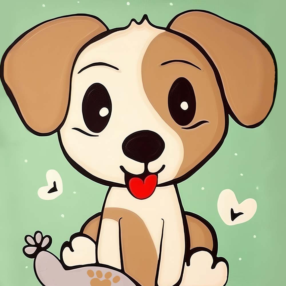 Playful puppy illustration cross stitch kit for beginners