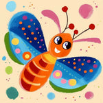 Playful smiling butterfly cross stitch kit for beginners