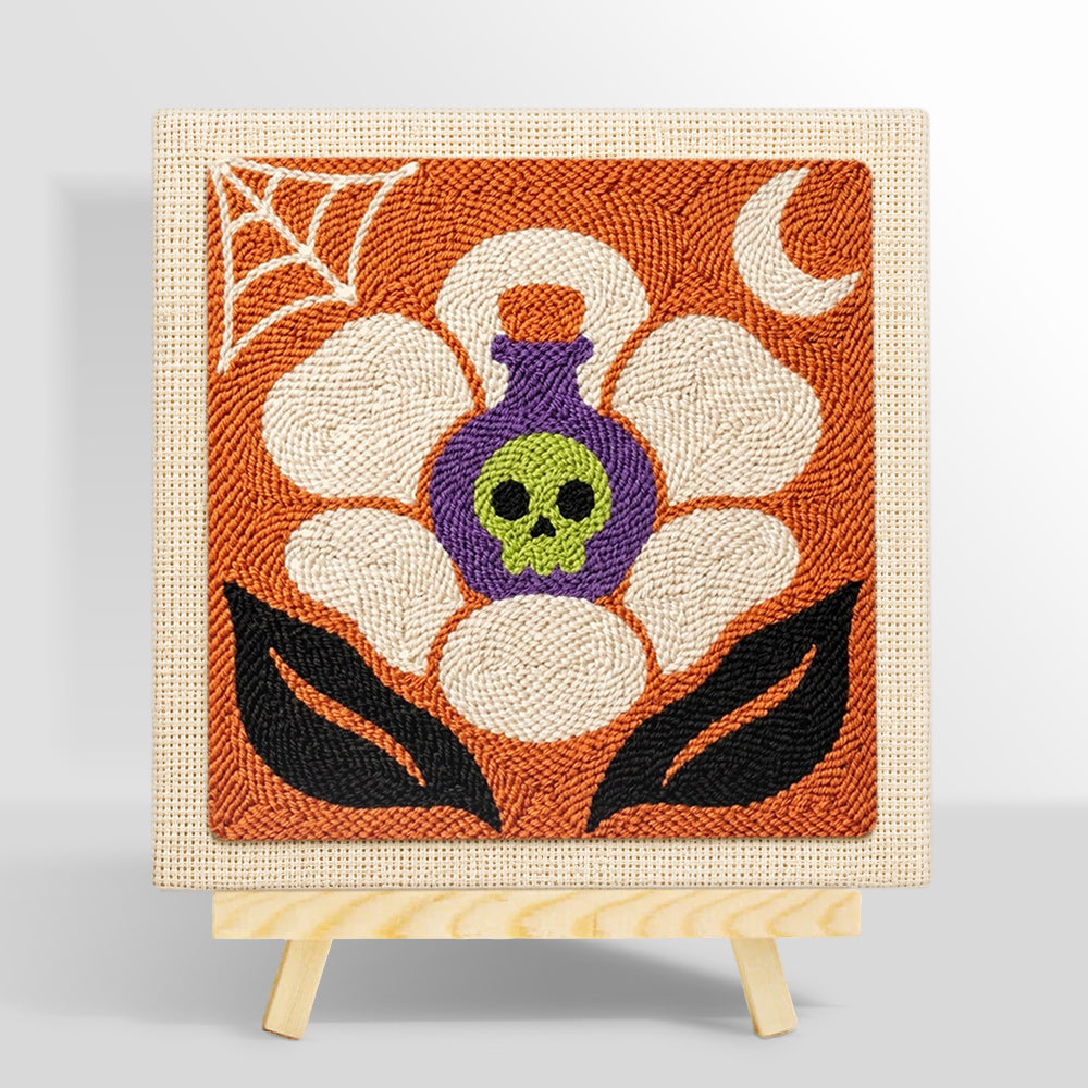 Poison skull blossom punch needle kit for beginners