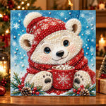 Polar bear with hot cocoa pearl diamond painting kit for beginners