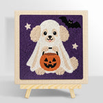 Poodle ghost trick or treat punch needle kit for beginners