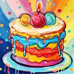 Pop‑art birthday cake cross stitch kit for beginners