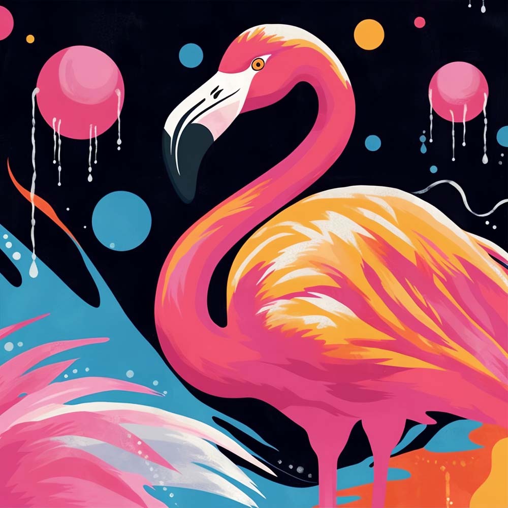 Pop art flamingo illustration cross stitch kit for beginners