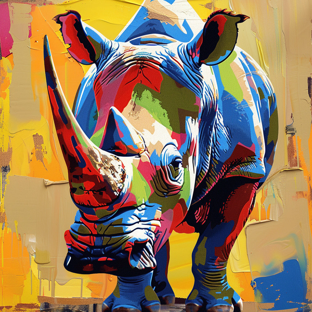Pop art rhino cross stitch kit for beginners