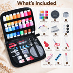 Portable Sewing Kit with Threads, Needles, Scissors and Accessories