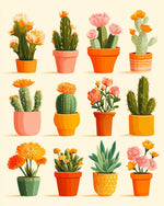 Potted cactus collection cross stitch kit for beginners