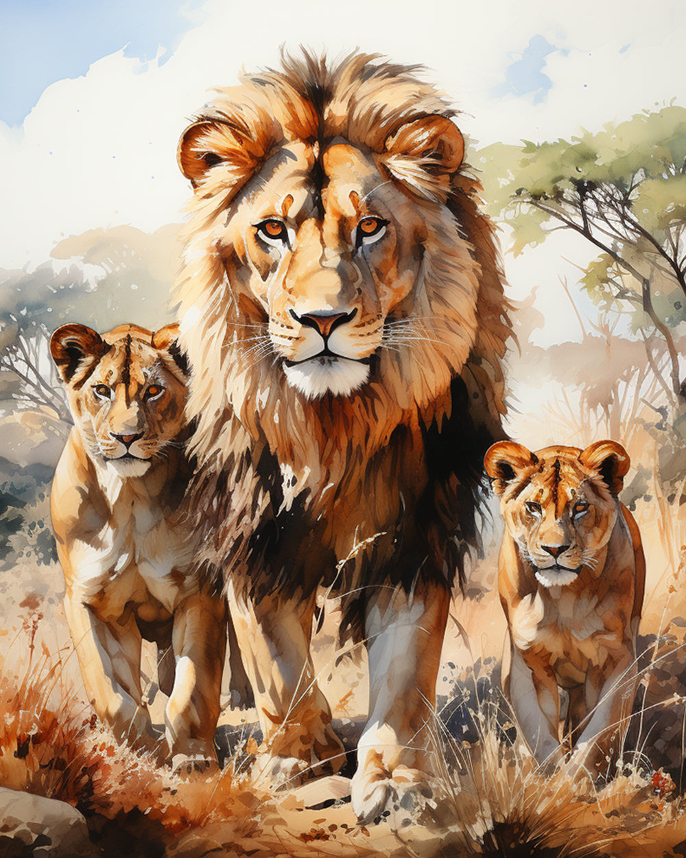 Pride of lion family cross stitch kit for beginners