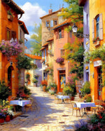 Provence street morning cross stitch kit for beginners