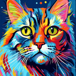 Psychedelic rainbow cat portrait cross stitch kit for beginners