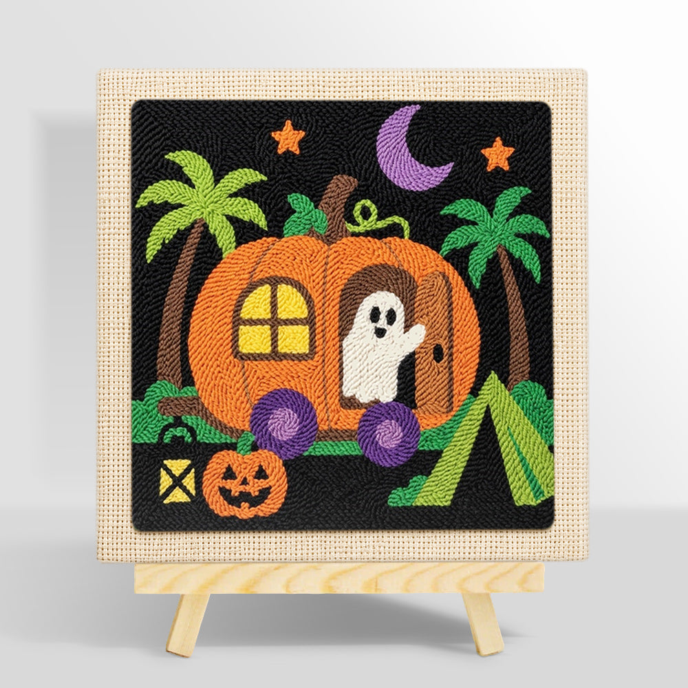 Pumpkin camper ghost punch needle kit for beginners