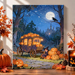 Pumpkin carriage under full moon pearl diamond painting kit for beginners