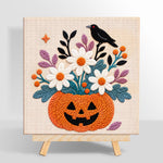 Pumpkin floral crow punch needle kit for beginners