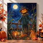 Pumpkin‑head scarecrow moonlit night pearl diamond painting kit for beginners