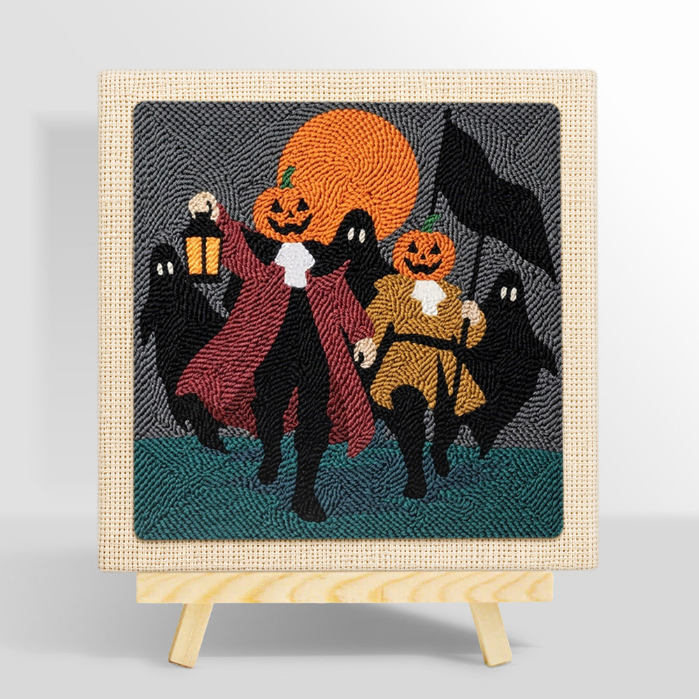 Pumpkin heads parade punch needle kit for beginners