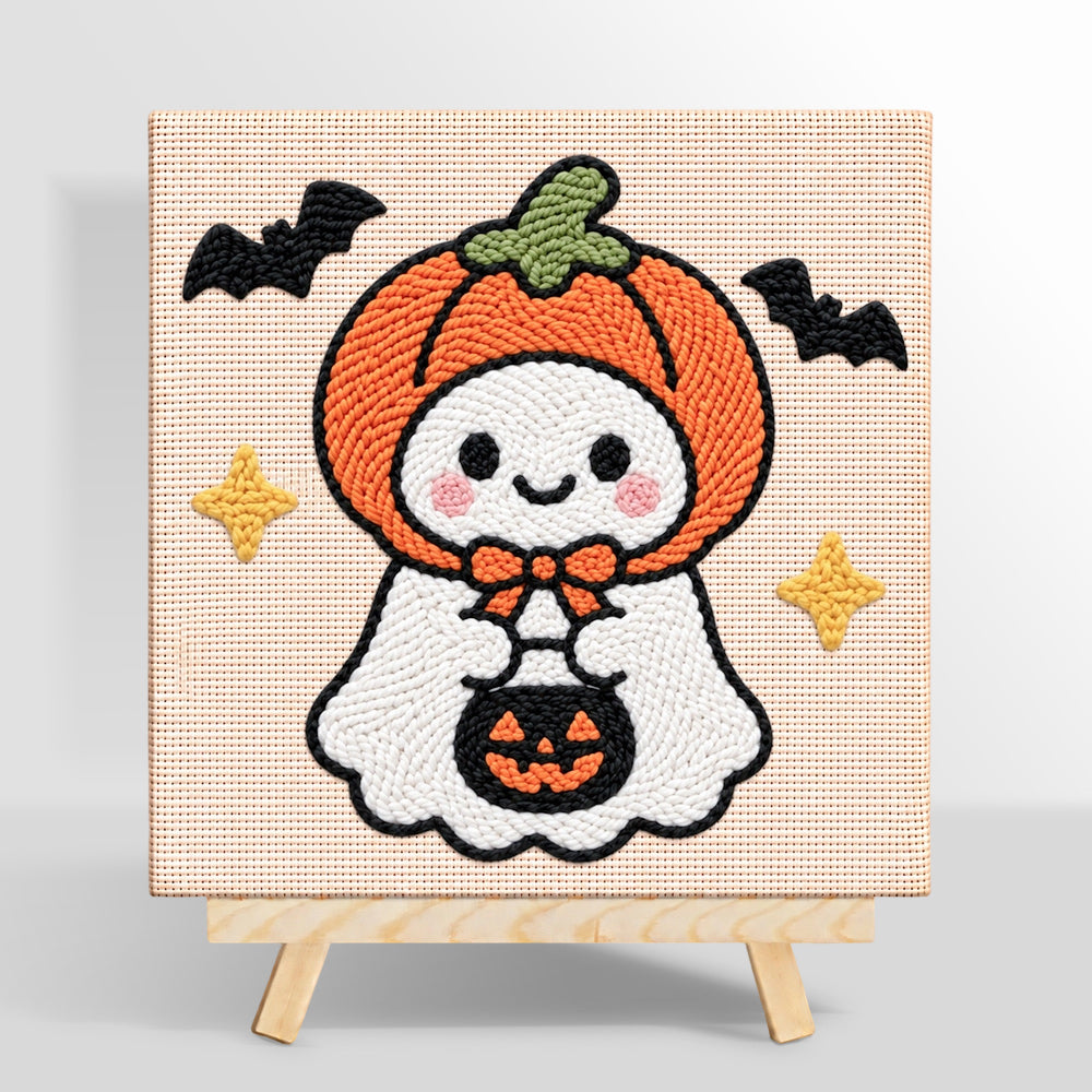 Pumpkin hooded ghost punch needle kit for beginners
