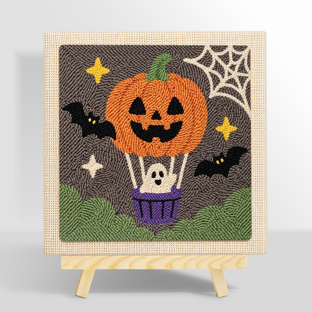 Pumpkin hot air balloon punch needle kit for beginners