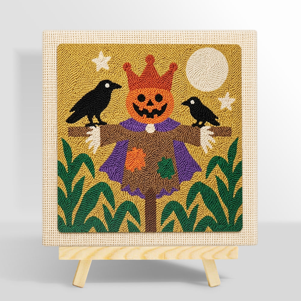 Pumpkin king scarecrow punch needle kit for beginners