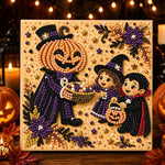 Pumpkin man giving candies pearl diamond painting kit for beginners