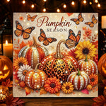 Pumpkin season with butterflies pearl diamond painting kit for beginners