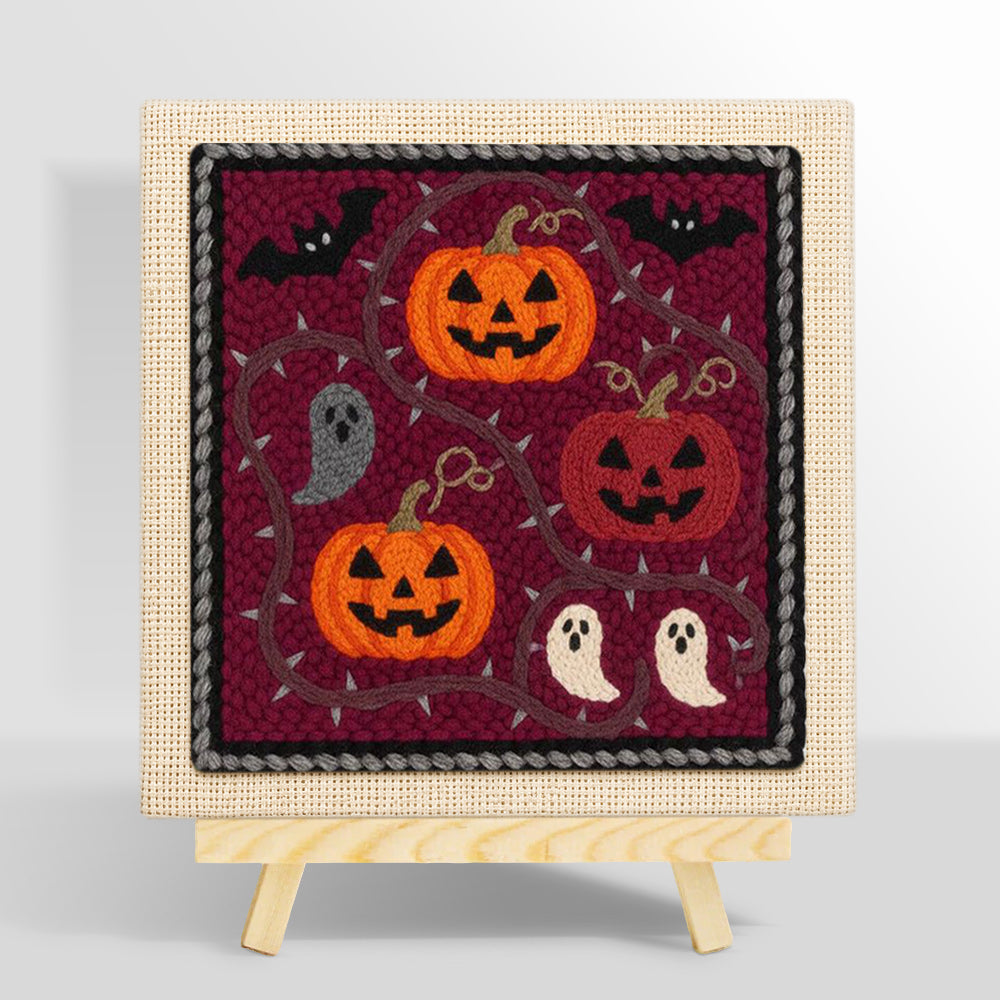 Pumpkins and little ghosts punch needle kit for beginners