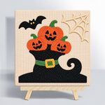 Pumpkins on witch hat punch needle kit for beginners