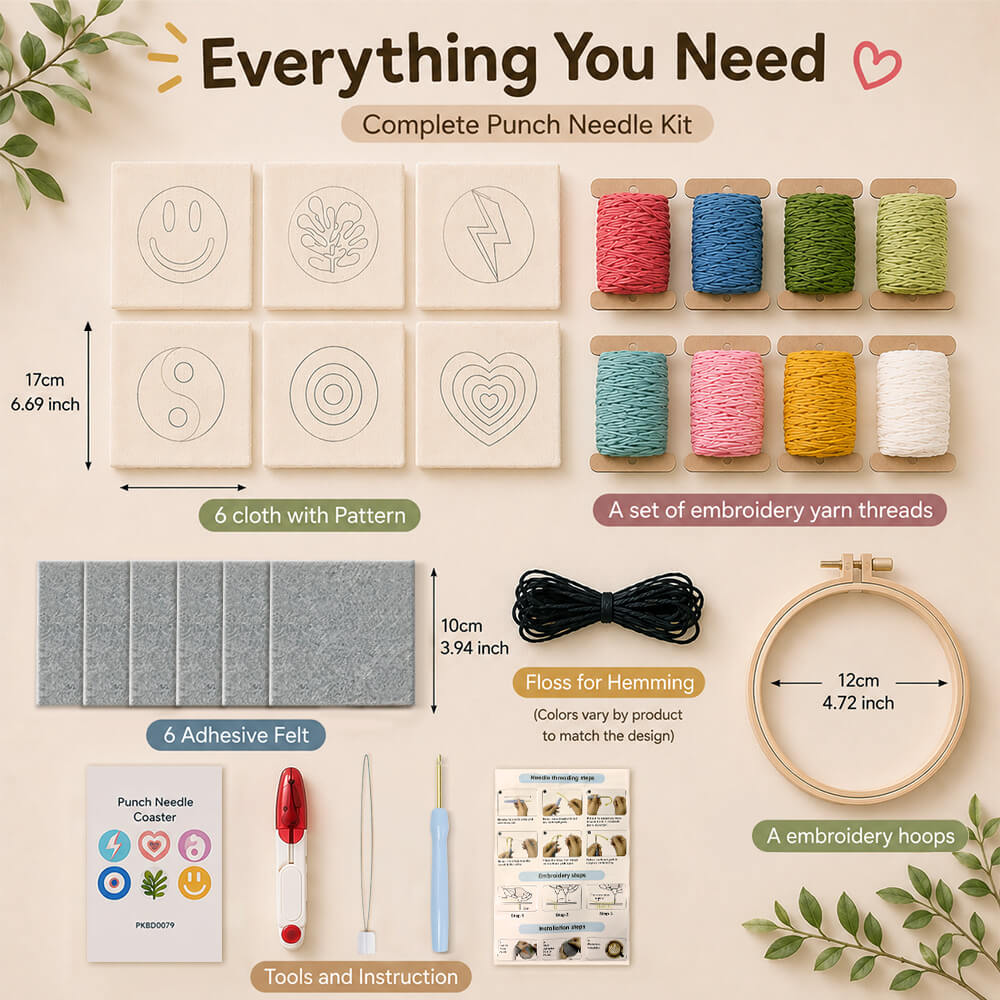 Punch Needle Coasters Kit Accessories Display
