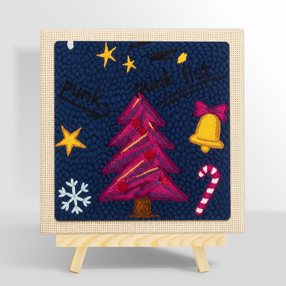 Punk christmas tree decor punch needle kit for beginners