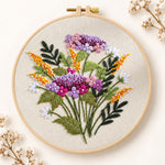 Purple and gold sprigs embroidery kit