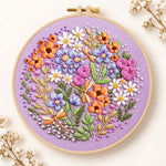 Purple floral circle with dragonflies embroidery kit