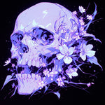 Purple floral dark skull art cross stitch kit for beginners