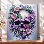 Purple floral pearl skull pearl diamond painting kit for beginners
