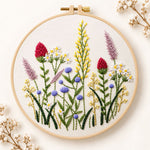 Purple meadow wildflower embroidery kit