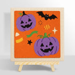Purple pumpkin and bat punch needle kit for beginners