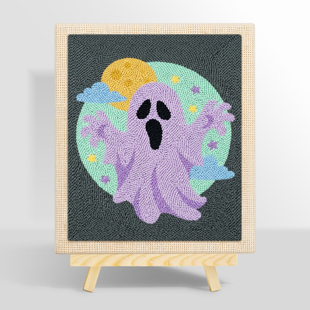 Purple spooky ghost punch needle kit for beginners