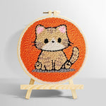 Quiet little orange cat punch needle kit for beginners