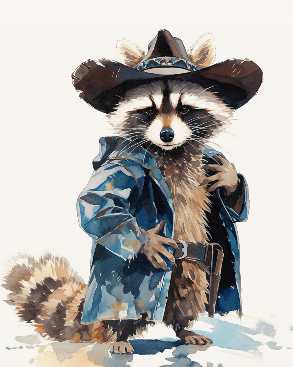 Raccoon in cowboy hat and coat cross stitch kit for beginners