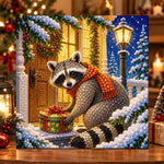 Raccoon with christmas gift pearl diamond painting kit for beginners