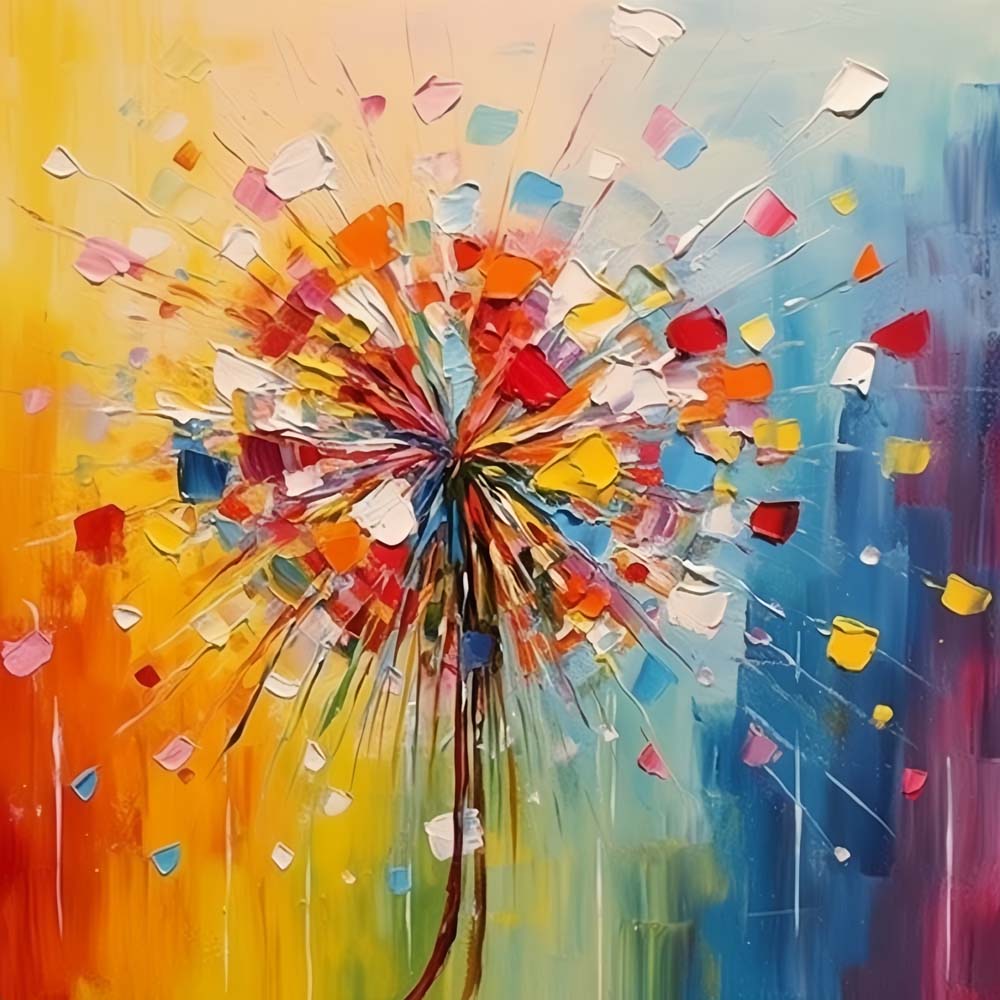 Radial colorful dandelion cross stitch kit for beginners