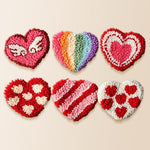 Rainbow and winged heart punch needle coaster kit finished handmade coasters
