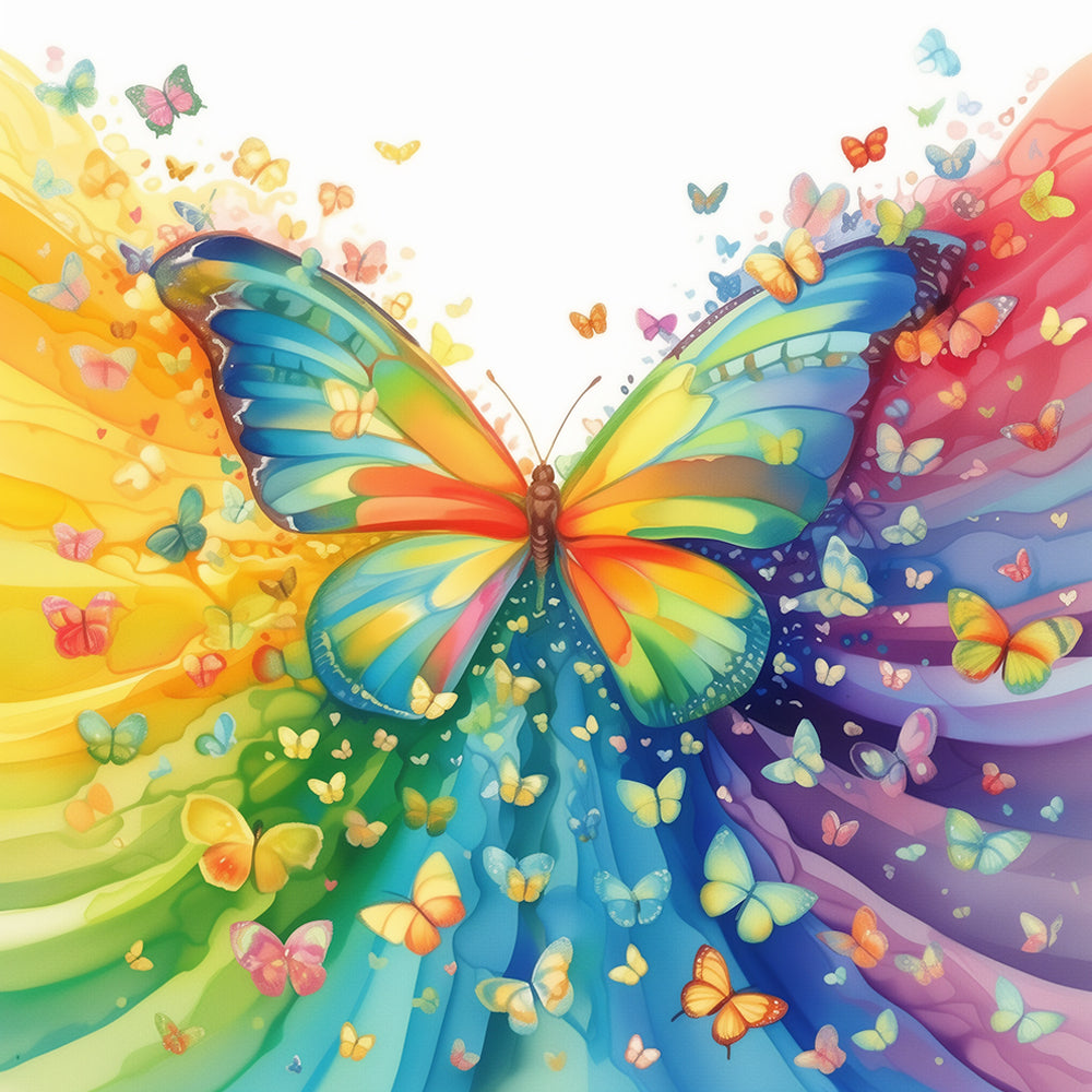 Rainbow butterflies cross stitch kit for beginners