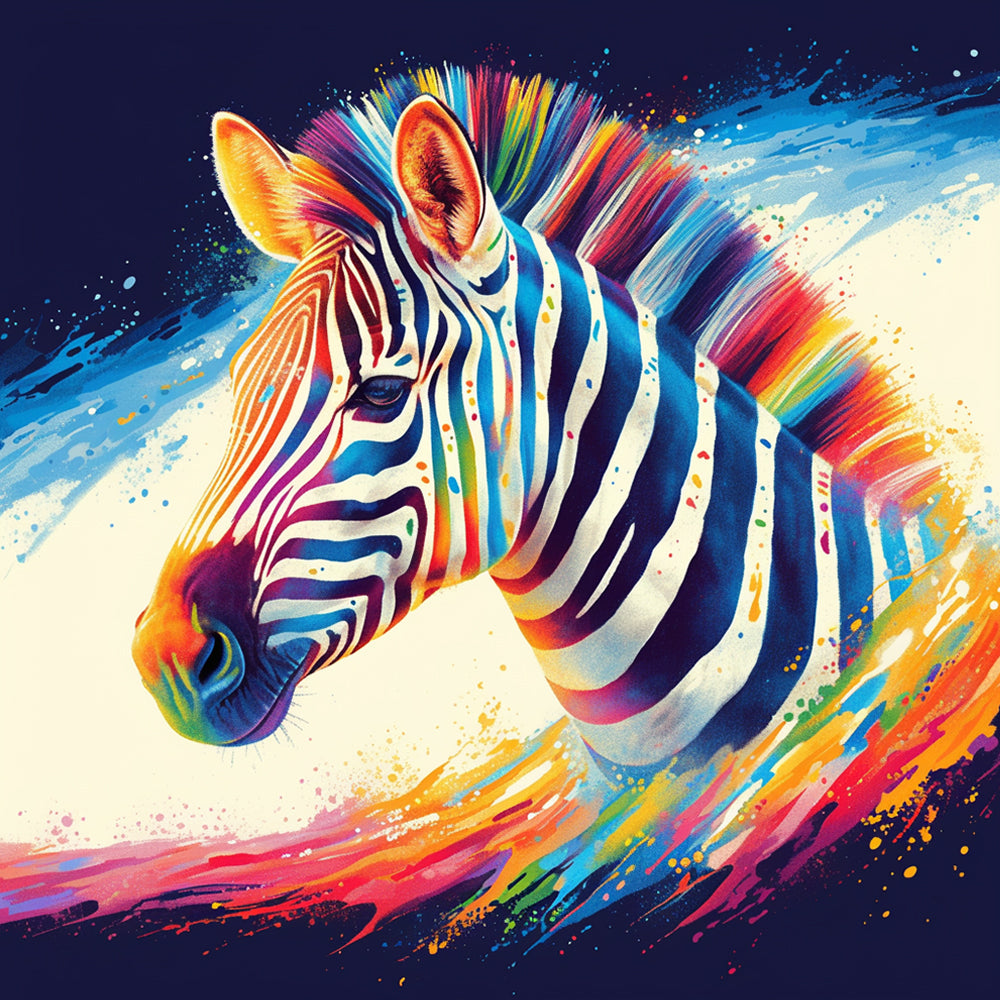 Rainbow color zebra cross stitch kit for beginners