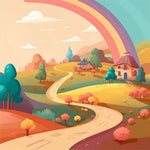 Rainbow countryside cross stitch kit for beginners