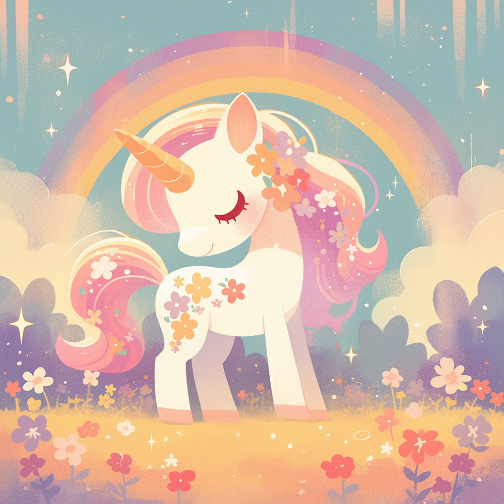 Rainbow flower unicorn cross stitch kit for beginners