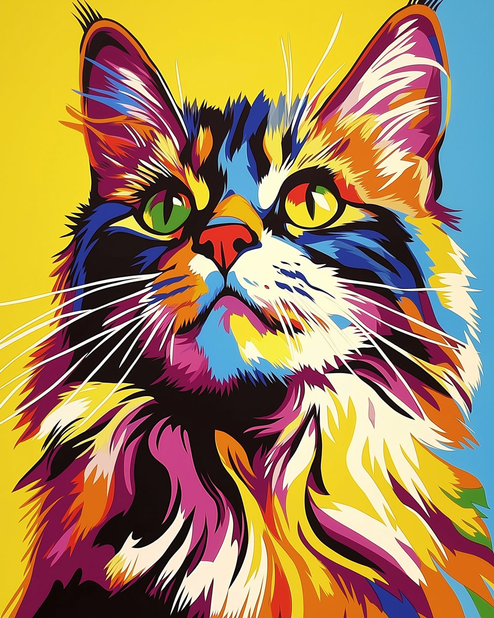 Rainbow fluffy cat cross stitch kit for beginners