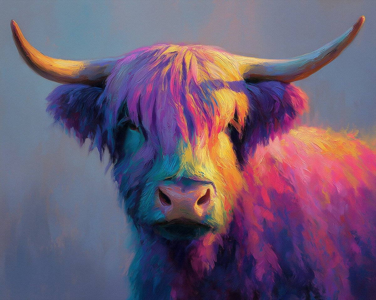 Rainbow highland cow cross stitch kit for beginners